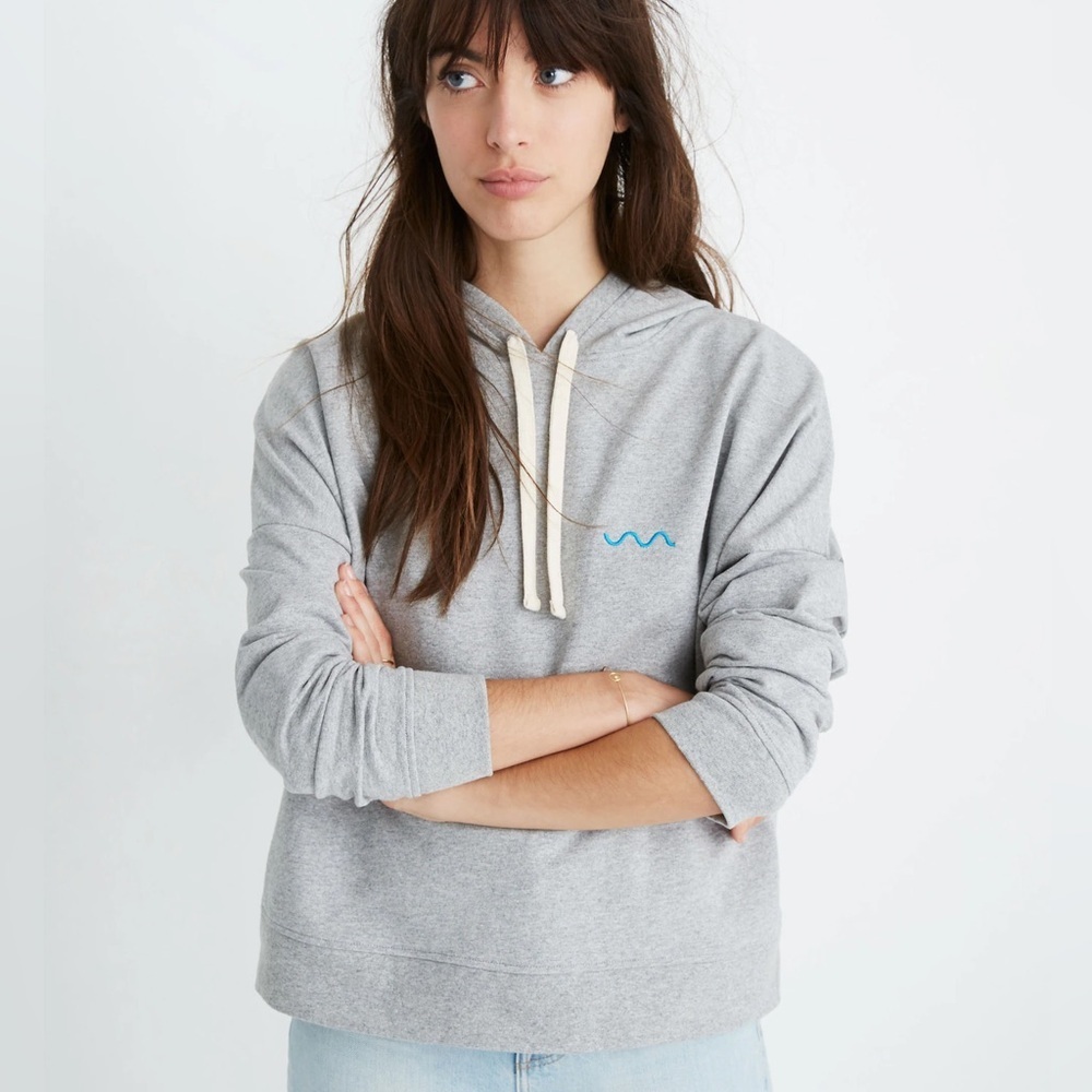 Madewell Water Embroidered Hoodie Sweatshirt